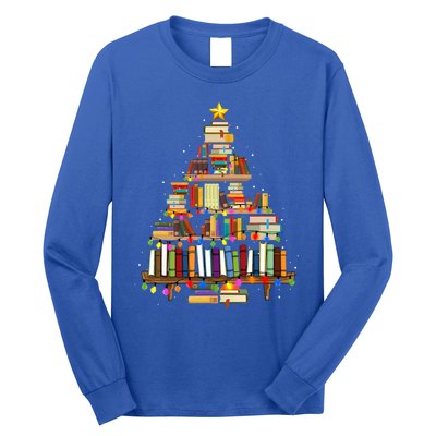 Christmas Library Tree Lights For Librarian And Book Lover Long Sleeve Shirt