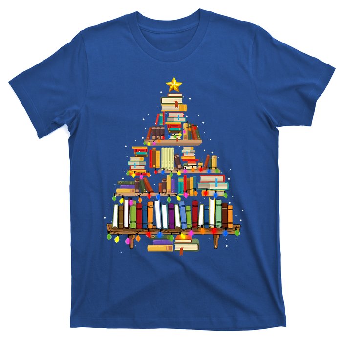 Christmas Library Tree Lights For Librarian And Book Lover T-Shirt