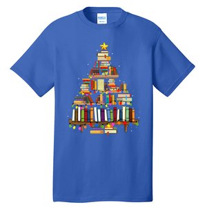 Christmas Library Tree Lights For Librarian And Book Lover Tall T-Shirt