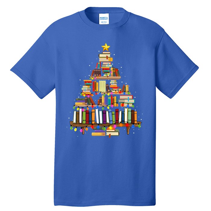 Christmas Library Tree Lights For Librarian And Book Lover Tall T-Shirt