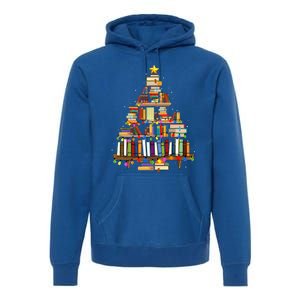 Christmas Library Tree Lights For Librarian And Book Lover Premium Hoodie