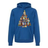 Christmas Library Tree Lights For Librarian And Book Lover Premium Hoodie