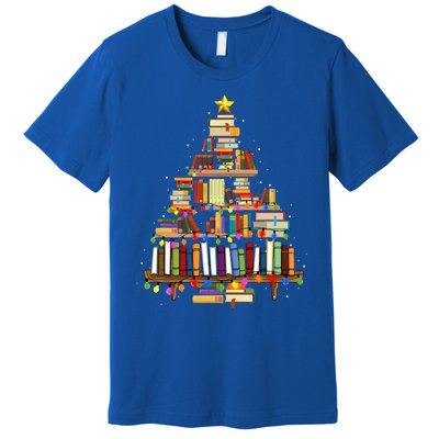 Christmas Library Tree Lights For Librarian And Book Lover Premium T-Shirt