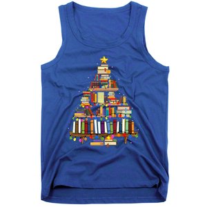 Christmas Library Tree Lights For Librarian And Book Lover Tank Top