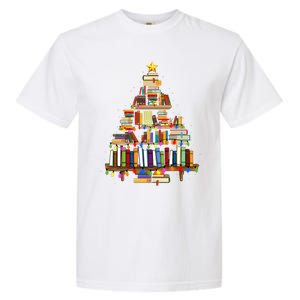 Christmas Library Tree Lights For Librarian And Book Lover Garment-Dyed Heavyweight T-Shirt