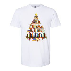 Christmas Library Tree Lights For Librarian And Book Lover Softstyle CVC T-Shirt