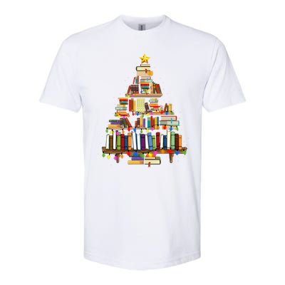 Christmas Library Tree Lights For Librarian And Book Lover Softstyle CVC T-Shirt