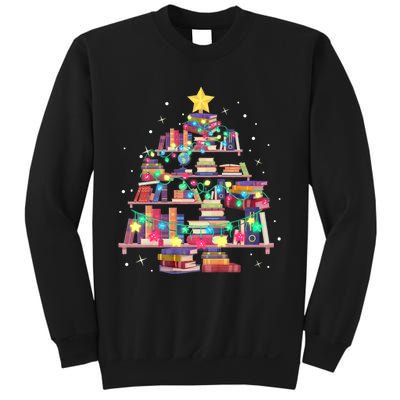 Christmas Library Tree Love Reading Books Nerd Teacher Sweatshirt