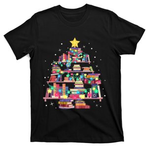 Christmas Library Tree Love Reading Books Nerd Teacher T-Shirt