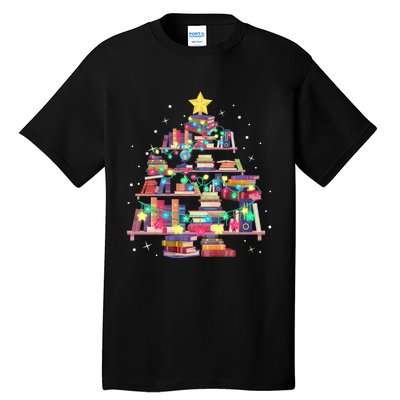 Christmas Library Tree Love Reading Books Nerd Teacher Tall T-Shirt