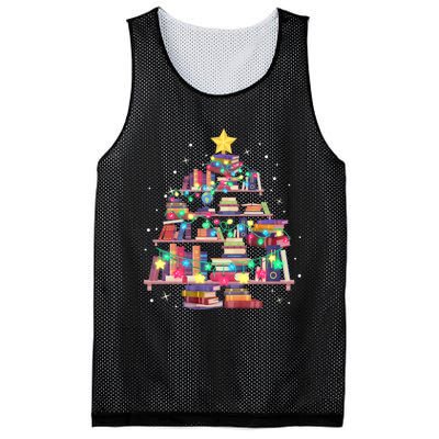 Christmas Library Tree Love Reading Books Nerd Teacher Mesh Reversible Basketball Jersey Tank