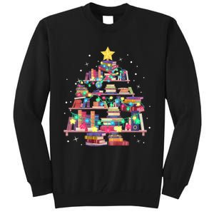 Christmas Library Tree Love Reading Books Nerd Teacher Tall Sweatshirt