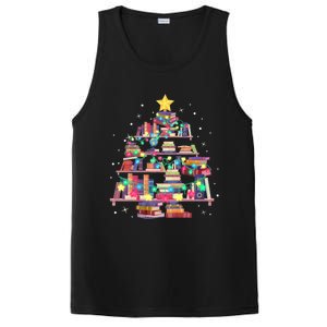 Christmas Library Tree Love Reading Books Nerd Teacher PosiCharge Competitor Tank