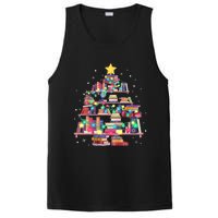 Christmas Library Tree Love Reading Books Nerd Teacher PosiCharge Competitor Tank