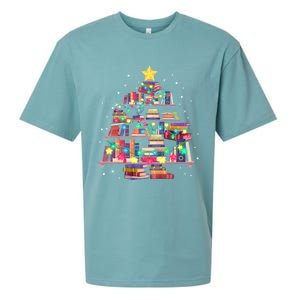 Christmas Library Tree Love Reading Books Nerd Teacher Sueded Cloud Jersey T-Shirt