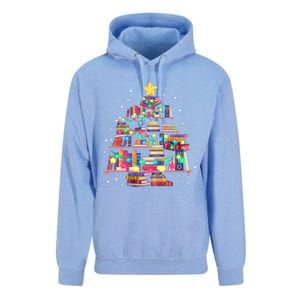 Christmas Library Tree Love Reading Books Nerd Teacher Unisex Surf Hoodie