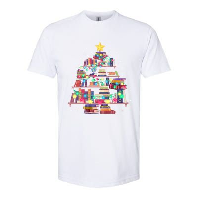 Christmas Library Tree Love Reading Books Nerd Teacher Softstyle CVC T-Shirt