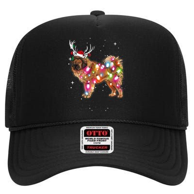 Christmas Lights Tibetan Mastiff Dog High Crown Mesh Back Trucker Hat