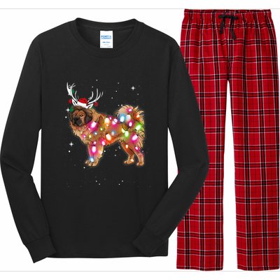 Christmas Lights Tibetan Mastiff Dog Long Sleeve Pajama Set