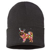 Christmas Lights Tibetan Mastiff Dog Sustainable Knit Beanie