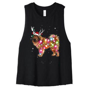 Christmas Lights Tibetan Mastiff Dog Women's Racerback Cropped Tank