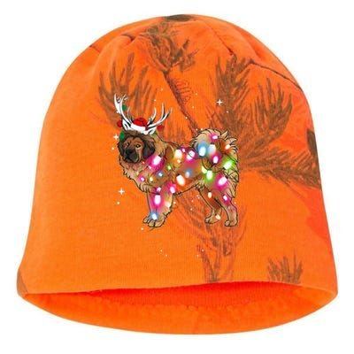 Christmas Lights Tibetan Mastiff Dog Kati - Camo Knit Beanie