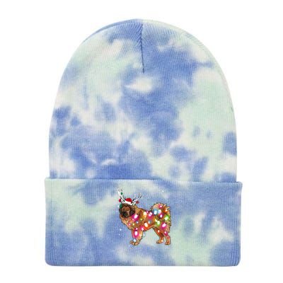 Christmas Lights Tibetan Mastiff Dog Tie Dye 12in Knit Beanie