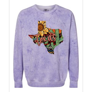 Cute Love Texas State Cactus Sunflower Colorblast Crewneck Sweatshirt