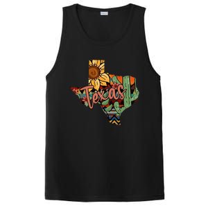 Cute Love Texas State Cactus Sunflower PosiCharge Competitor Tank