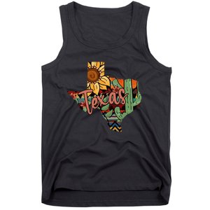 Cute Love Texas State Cactus Sunflower Tank Top