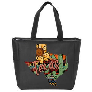 Cute Love Texas State Cactus Sunflower Zip Tote Bag