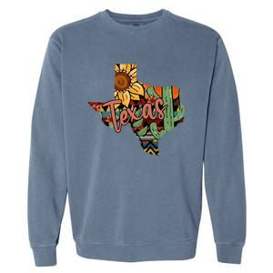 Cute Love Texas State Cactus Sunflower Garment-Dyed Sweatshirt