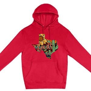 Cute Love Texas State Cactus Sunflower Premium Pullover Hoodie