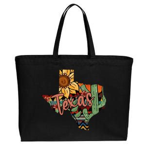 Cute Love Texas State Cactus Sunflower Cotton Canvas Jumbo Tote