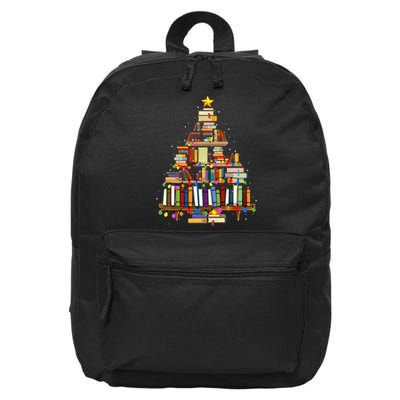 Christmas Library Tree Lights For Librarian And Book Lover  16 in Basic Backpack