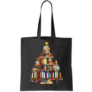 Christmas Library Tree Lights For Librarian And Book Lover  Tote Bag