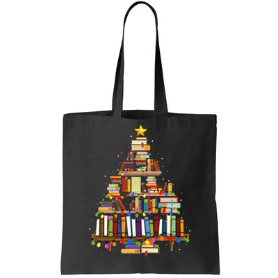 Christmas Library Tree Lights For Librarian And Book Lover  Tote Bag