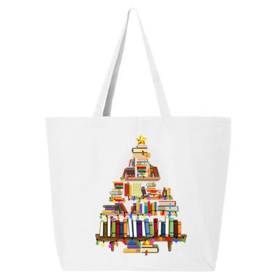 Christmas Library Tree Lights For Librarian And Book Lover  25L Jumbo Tote