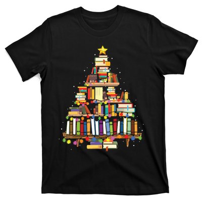 Christmas Library Tree Gift For Librarian And Book Lover T-Shirt