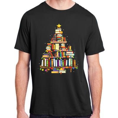 Christmas Library Tree Gift For Librarian And Book Lover Adult ChromaSoft Performance T-Shirt