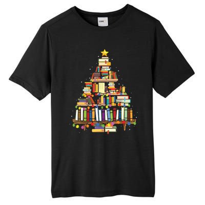 Christmas Library Tree Gift For Librarian And Book Lover Tall Fusion ChromaSoft Performance T-Shirt