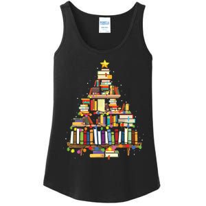 Christmas Library Tree Gift For Librarian And Book Lover Ladies Essential Tank