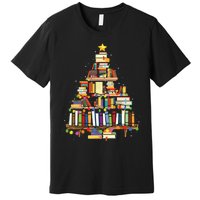 Christmas Library Tree Gift For Librarian And Book Lover Premium T-Shirt