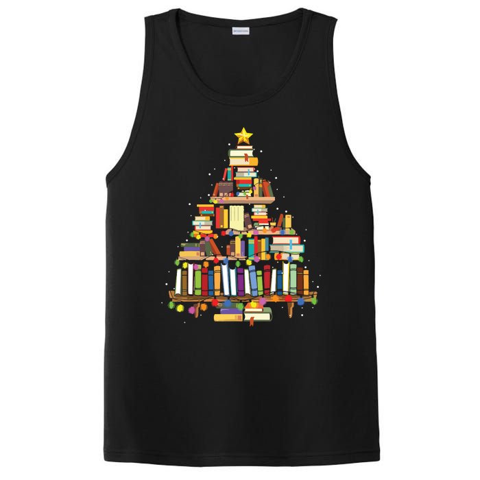 Christmas Library Tree Gift For Librarian And Book Lover PosiCharge Competitor Tank