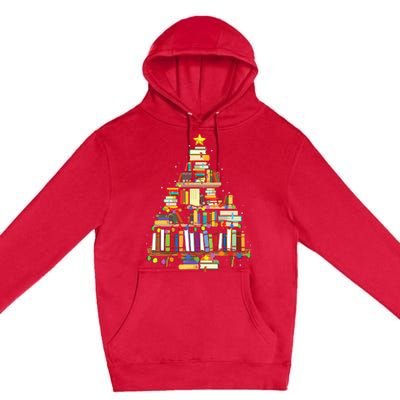 Christmas Library Tree Gift For Librarian And Book Lover Premium Pullover Hoodie