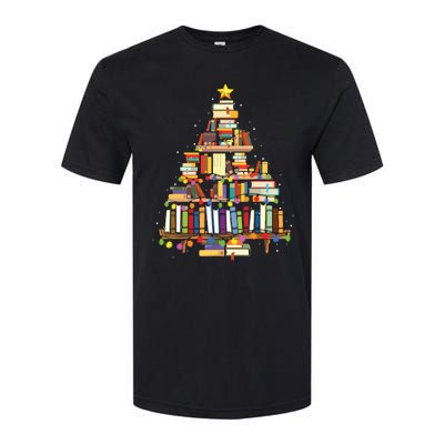 Christmas Library Tree Gift For Librarian And Book Lover Softstyle® CVC T-Shirt