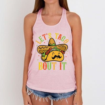 Cute Lets Taco Bout It Funny Mexican Taco Cinco De Mayo Women's Knotted Racerback Tank