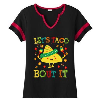 Cute Lets Taco Bout It Funny Mexican Taco Ladies Halftime Notch Neck Tee