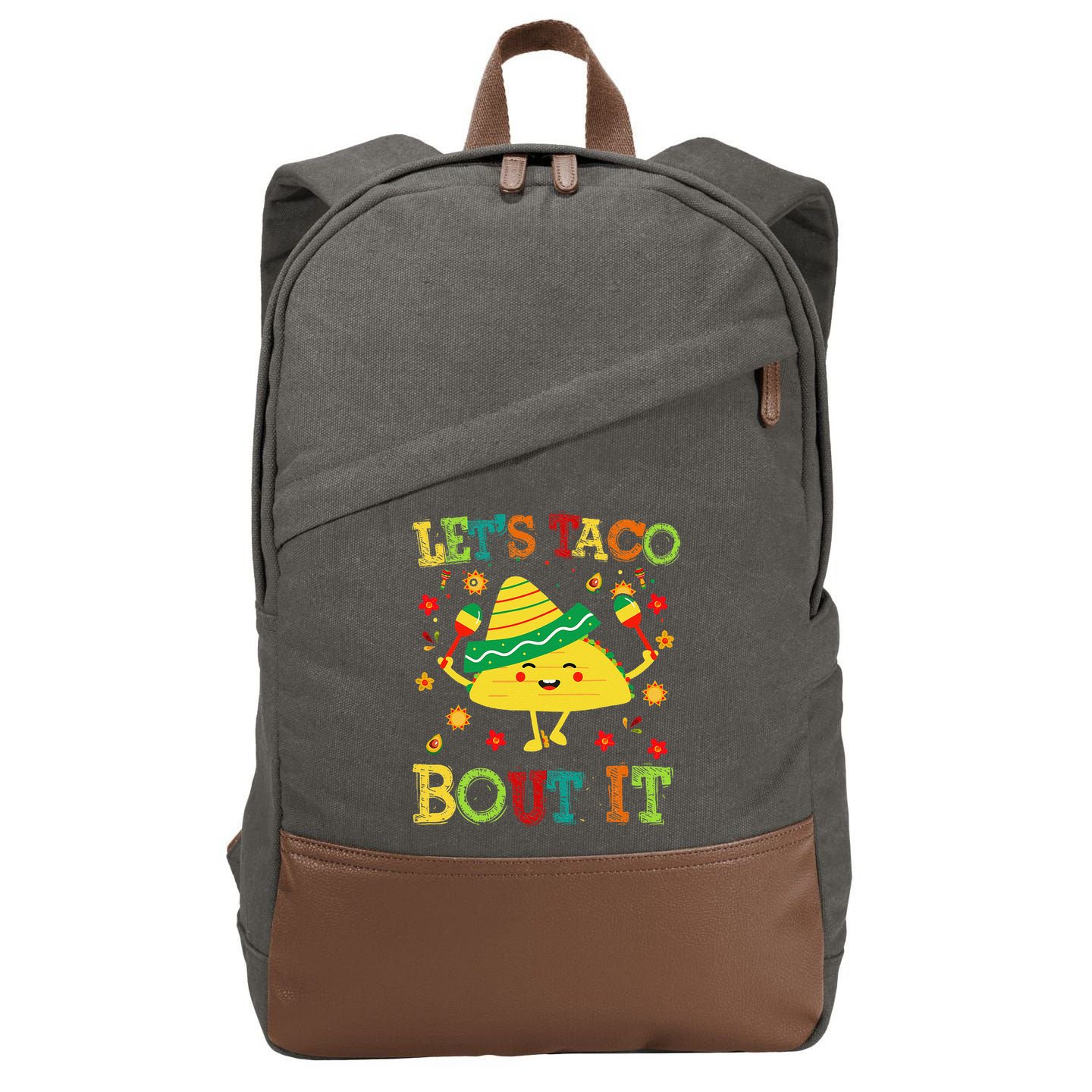Cute Lets Taco Bout It Funny Mexican Taco Cotton Canvas Backpack