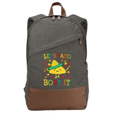 Cute Lets Taco Bout It Funny Mexican Taco Cotton Canvas Backpack